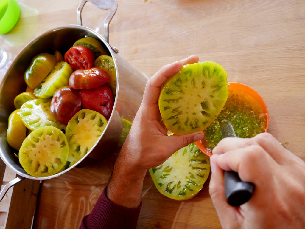 Récupération des graines de tomates